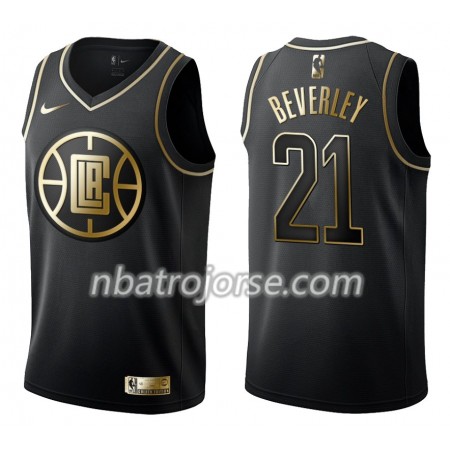 Män Los Angeles Clippers Tröja Patrick Beverle 21 Nike Svart Guld Edition Swingman
